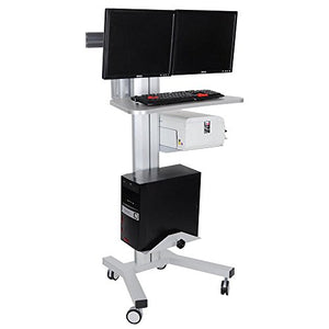 Dual Monitor Computer Printer PC Mobile Rolling Cart Workstation Gray