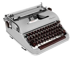 OLYMPIA SM3 De Luxe Manual Typewriter Gray 1958 Vintage Portable - Professionally Restored