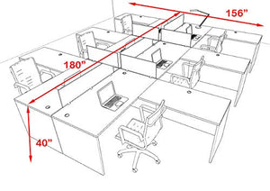 UTM Modern Acoustic Divider Office Workstation Desk Set, 6 Person - OF-CPN-FPRG33