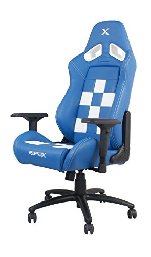 Finish Line White on Blue Checkered Flag Pattern Gaming and Lifestyle Chair by RapidX