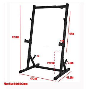 JHDOSD Squat Stand Rack Power Cage, Power Rack, Power Tower Pull Up Bar, 14-Step Height-Adjustable, Strength Training Exercise Equipment for Home Gym