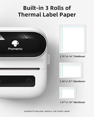 M220 Label Maker, Phomemo's New Flagship 3.14 Inch Bluetooth Thermal Label Printer for Barcode, Address, Labeling, Mailing, File Folder Labels, Easy to Use, Support with Phones&PC, with 3 Roll Labels