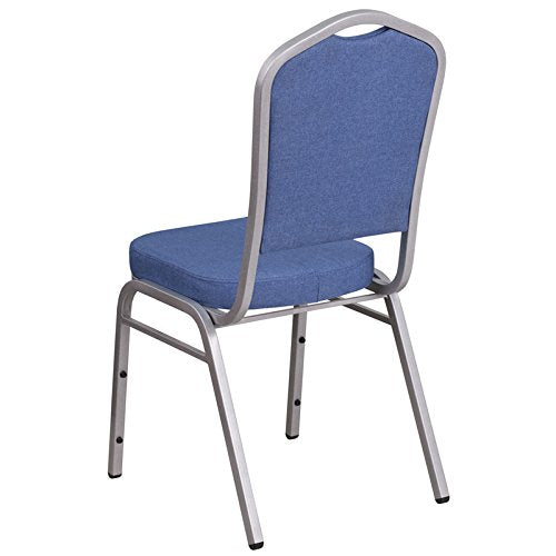 LIVING TRENDS Marvelius Crown Back Stacking Banquet Chair 10 Pack Blue Fabric - Silver Frame
