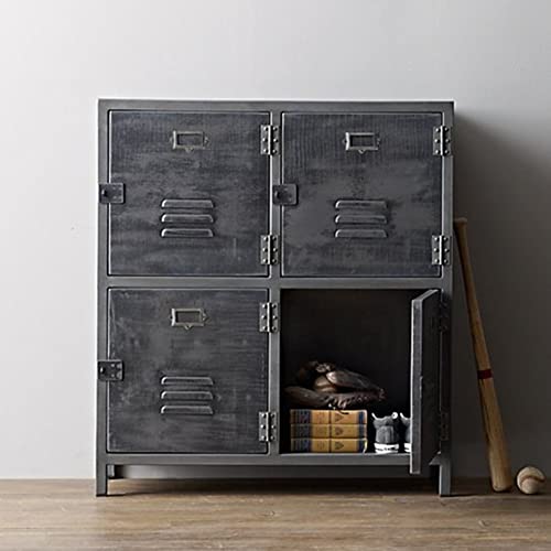 Retro Industrial Storage Cabinet with 4 Doors, Metal Locker Cabinet (100x35x90cm)