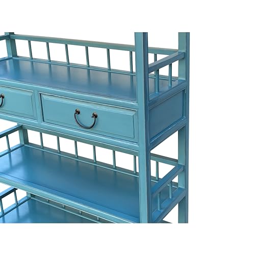 orientliving Turquoise Fountain Blue Bookcase Display Cabinet
