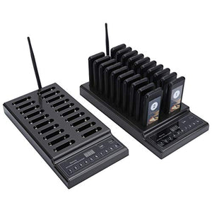 PUSOKEI Wireless Calling System with 40 Pager Buzzers - Dual Host Support 999-Channel (US)