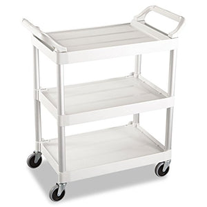 Rubbermaid Three-Shelf Service Cart, 200-lb Capacity, Off-White