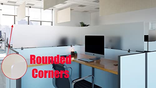 Obex 18" Frosted Acrylic Cubicle Mounted Privacy Panel with Small Brackets, Aluminum Frame, 18" x 72"