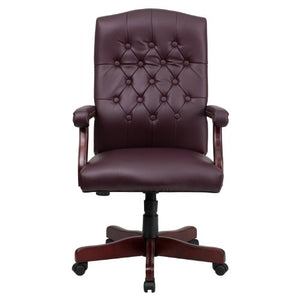 BizChair Martha Washington Burgundy LeatherSoft Executive Swivel Office Chair with Arms