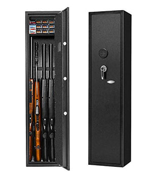 4 Gun Safe Rifle Safe Cabinet, Long Gun Safe for Rifle Shotgun for Home, Quick Access Gun Storage Cabinet with Handgun Safe Box Slient Mode(Keyboard PIN Code)