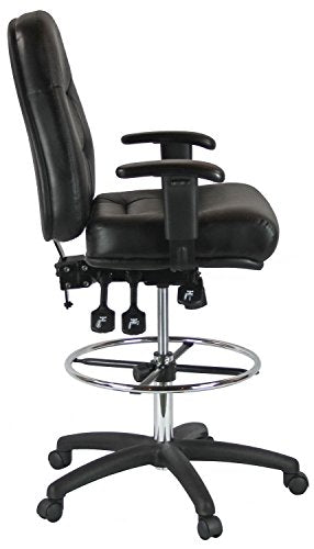 Harwick Premium Leather Drafting Chair with Arms Black