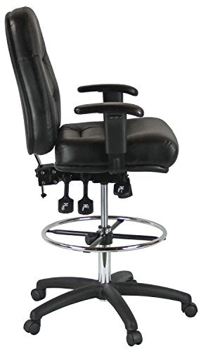 Harwick Premium Leather Drafting Chair with Arms Black