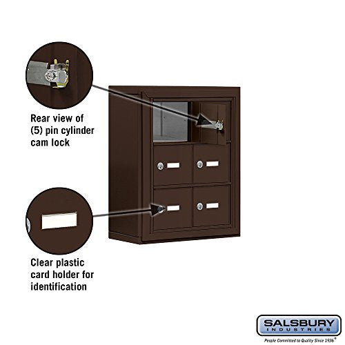 Salsbury Industries 19035-06ZSK Cell Phone-3 Unit Surface Mounted-Master Keyed Locks with 5-Inch Diameter Compartments, Bronze