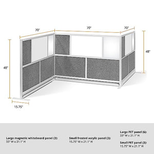 S Stand Up Desk Store Workflow Modular Wall Bundle | Expandable Office Partition System with Whiteboard, Acrylic & Sound Absorbent Panels | (3) 70in x 48in Walls