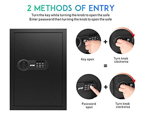 RPNB 1 of Deluxe Safe(1.8 Cubic Feet ) with Removable Shelf and 1 of Auto-Open Lid Biometric Fingerprint Gun Safe with Interior Light for 2 Pistols and more, Bundle