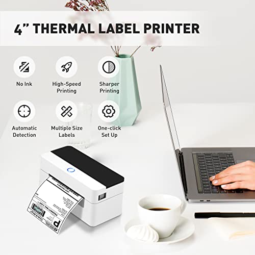 Thermal Label Printer 4x6 Shipping Label Printers 203DPI High Speed Shipping Labels Machine Supports Amazon, Etsy, FedEx and Shopify Compatible with Windows & Mac