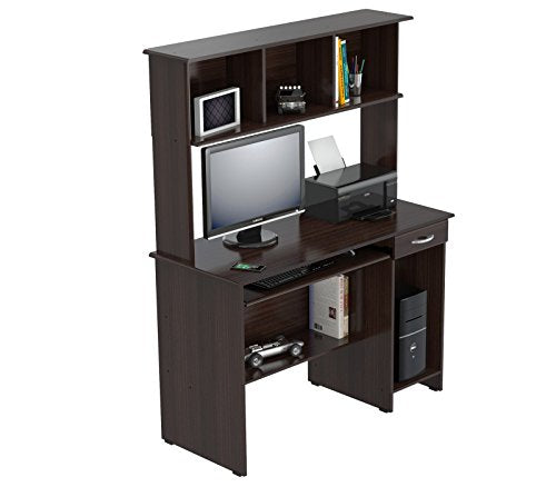 Inval Computer Workcenter with Hutch, Espresso-Wengue