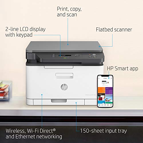 HP 178nw Wireless Laser Color Multifunction Mobile Ethernet Wi-Fi Printer 4ZB96A