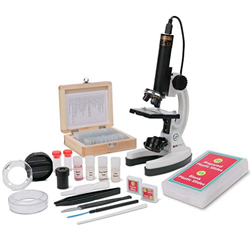 AmScope - M40-PS25W IQCREW by Kid's Premium 85+ Piece Microscope, Color Camera and Interactive Kid's Software Kit with Professional 25-Piece Prepared Slide Set