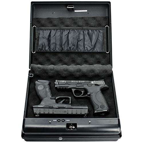 GunVault MicroVault XL Portable Large Gun Safe with Illuminated No-Eyes Digital Keypad and Security Cable (2 Pistol Capacity)