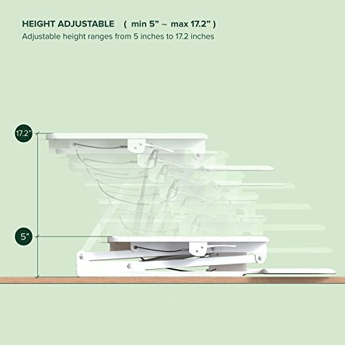 Zinus Betsy Smart Adjust Standing Double Desk / Adjustable Height Desktop Workstation, White