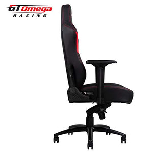 GT OMEGA Master XL Racing Gaming Chair with Lumbar Support - Heavy Duty Ergonomic Office Desk Chair with 4D Adjustable Armrest & Recliner - PVC Leather Esport Seat for Racing Console - Black & Red