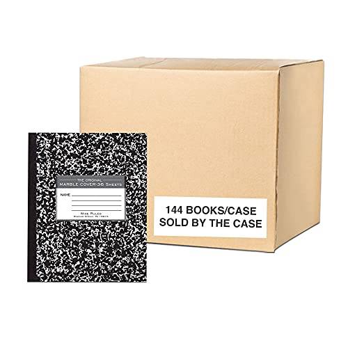 Roaring Spring Wide Ruled Flexible Cover Composition Book, 1 Case (144 Total), 8.5" x 7" 36 Sheets, Black Marble, 77332cs1
