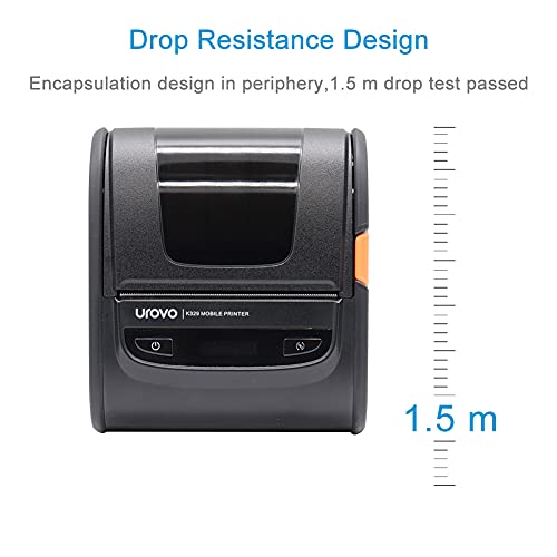 UROVO Bluetooth WiFi Receipt Printer, K329 Portable Thermal Printer, 3 Inch Print Width, Wireless Label Printer, for Home Office Express Delivery Use, Compatible with iOS Android