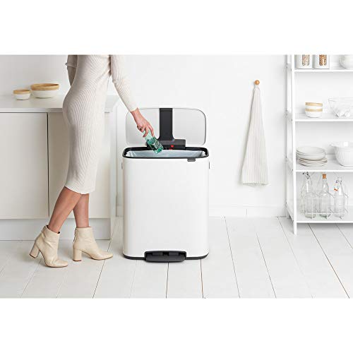 Brabantia Bo Large Step On Trash Can, White,211300