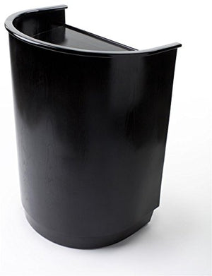 Black Veneer Podium with Curved Design, 2 Locking Hidden Wheels, 2 Shelves and Adjustable Foot Levelers, 32-1/2 x 47-1/2 x 24-1/4-Inch, Wood Grain Finish