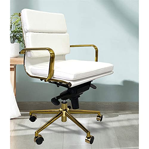 UsmAsk Executive Office Chair - White Swivel Mid Back Managerial Desk Chair