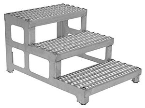 Vestil Stainless Steel Adjustable Step Mate Stand 3 Step 500 lb. Capacity Silver