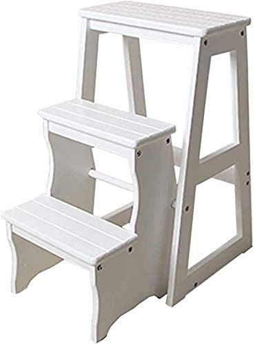 LUCEAE Wooden 3-Step Multi-Functional Flip Folding Step Stool