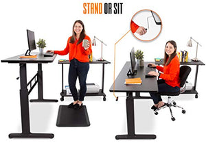 Stand Steady L-Shaped Tranzendesk Standing Desk | Sit to Stand Desk with Add-On Desk Return | Customizable Stand Up Desk Arrangement Great for Any Office Space! (Black / 73 x 42)