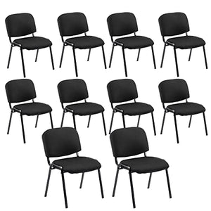 HNY Black Stackable Mesh Reception Chairs Set of 10