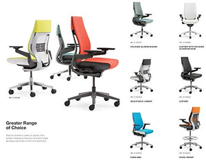 Steelcase Gesture Office Chair - Navy Leather, High Seat Height, Wrapped Back, Light Frame, Lumbar Support