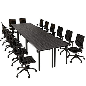 Bonzy Home 12ft Conference Table & Chair Set, Office Desk & Chair Set for Meeting Room - 14 People