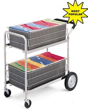 Charnstrom 2 Removable File Baskets Mail Cart (M141)