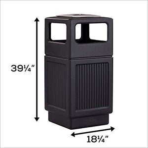 Safco Products Canmeleon Outdoor/Indoor Recessed Panel Trash Can with Ash Urn 9477BL, Black, Decorative Fluted Panels, Stainless Steel Ashtray, 38 Gallon Capacity