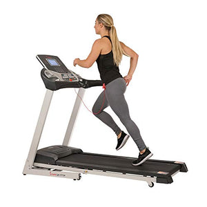 Sunny Health & Fitness Energy Flex Electric Treadmill with Bluetooth Connectivity, Automatic Incline, Speakers and 16 Preloaded Programs - SF-T7724, Gray, Twin