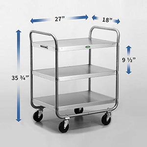 Lakeside Manufacturing Stainless Steel Utility Cart with 3 Shelves, 500 lb. Capacity