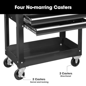 Torin ATC310B-1 Service Utility Tool Cabinet Cart - Black, 2 Drawer Slide Top, 350 lbs