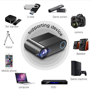 XJJY Full HD Projector 1080P 4.3" LED Light Portable Projector, 140'' Display, 30,000 Hrs Lamp Life