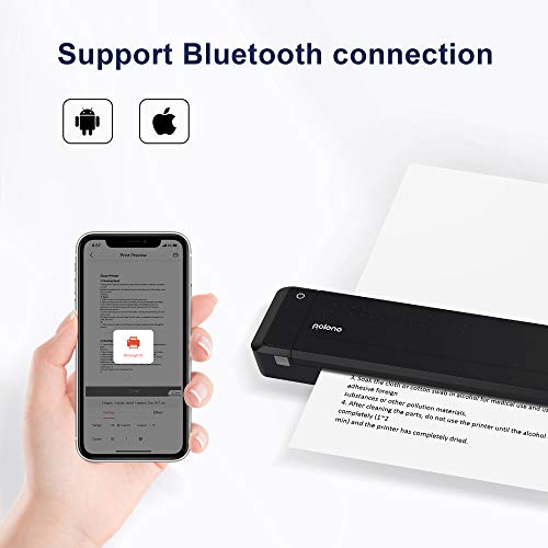 Polono Wireless A4 Paper Printer,Portable Bluetooth Printer, Mini Printer Support Ordinary A4 Paper,Direct Thermal Transfer Printer with Auto Paper Feed, Available for Android and iOS Phones