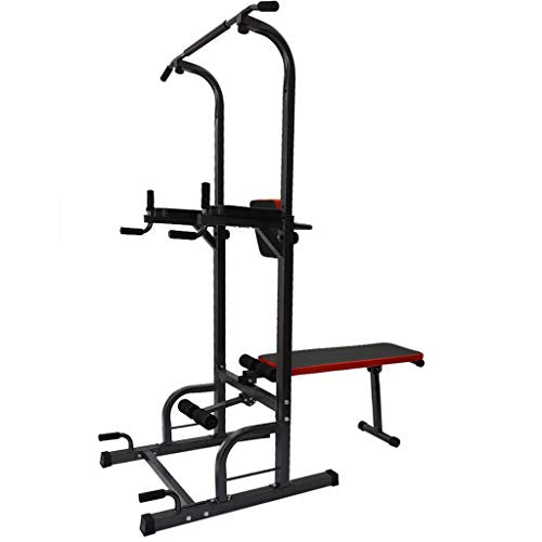 2021 Upgrade Power Tower Dip Station with Bench, Pull Up Bar Dip Station, Height Adjustable Pull Up Tower for Home Gym Strength Training Exercise Workout Equipment, 660lbs MAX Weight Capacity