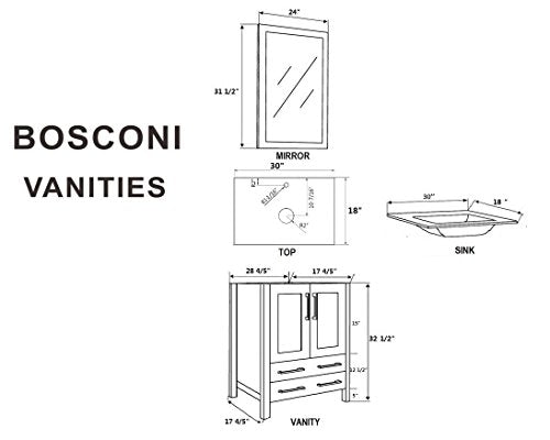 30" Bosconi AW130EWGU Single Vanity