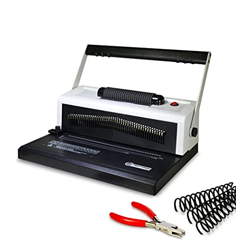 Upgraded S25A Coilbind Spiral Coil Binding Machine - with Electric Coil Inserter - Professionally Bind Presentations and Documents - Free Crimper Free Box of 100 Plastic coils - 4 to 1 Pitch