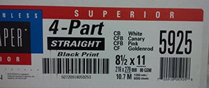 NCR Superior Carbonless Paper, 4-part Straight Collated, 8-1/2 x 11 inch, Case of 1,250 Sets (5,000 Sheets)