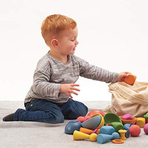 TickiT 73979 Rainbow Wooden Super Set - Set of 84 - 12 Different Shapes in 7 Colors - Loose Parts Play Set for Babies and Toddlers 10m+ - Inspire Curiosity and Open-Ended Play