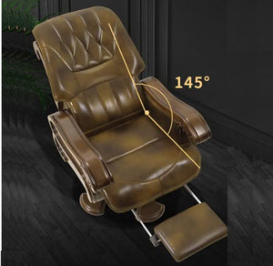 Kinnls Executive Office Chair with Massage Recliner, Genuine Leather Ergonomic High Back Desk Chair (Cowhide - Brown)